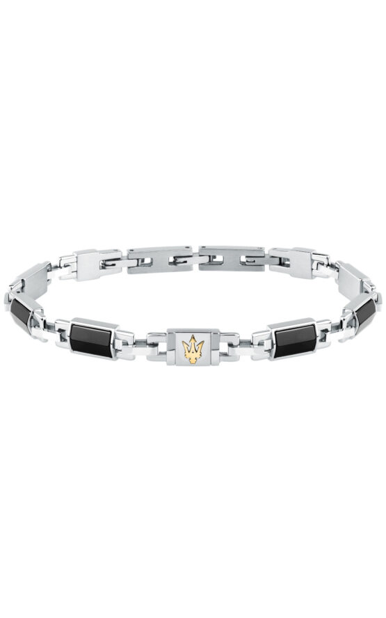 MASERATI CERAMIC JM425ATZ69 Βραχιόλι Δίχρωμο Με Χρυσή Τρίαινα