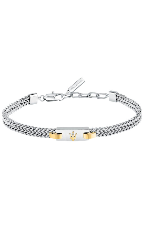 MASERATI ICONIC JM425AVD103 Βραχιόλι Ασημένιο Με Χρυσή Τρίαινα
