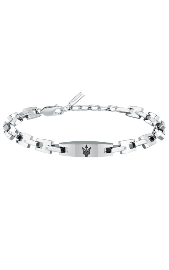 MASERATI ICONIC JM425AVD106 Βραχιόλι Ασημένιο Με Μαύρη Τρίαινα