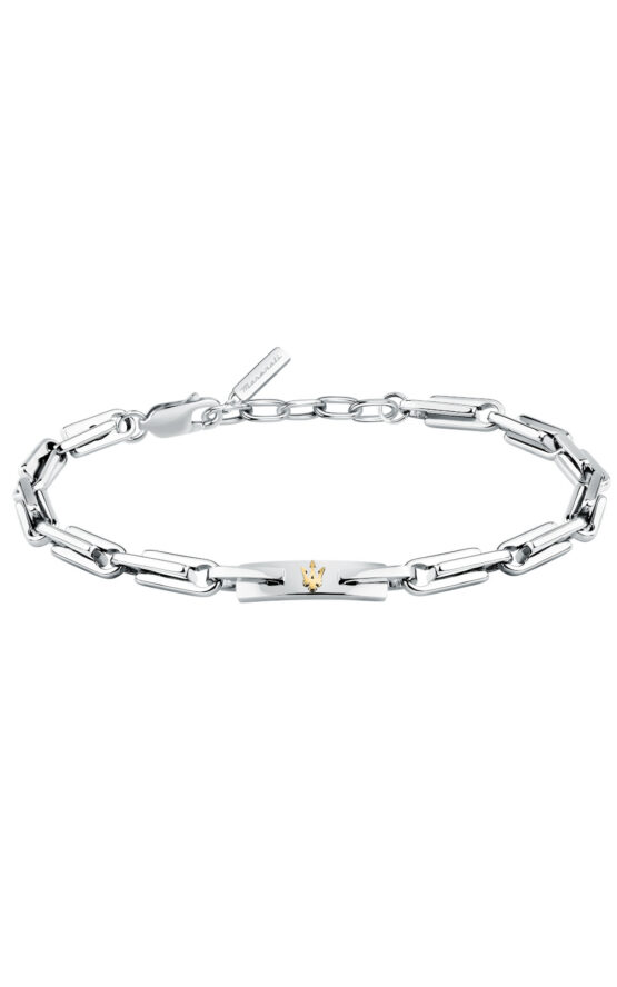 MASERATI ICONIC JM425AVD108 Βραχιόλι Ασημένιο Με Χρυσή Τρίαινα