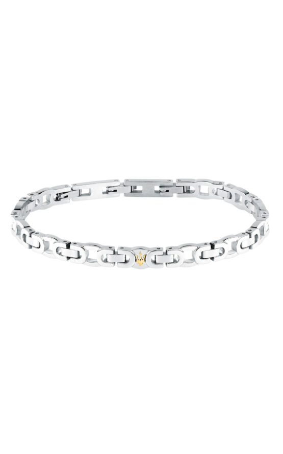 MASERATI ICONIC JM425AVD99 Βραχιόλι Ανδρικό Ασημένιο Με Χρυσή Τρίαινα