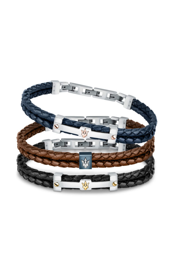 MASERATI JM422AVE11 Μαύρο Δερμάτινο Βραχιόλι 2