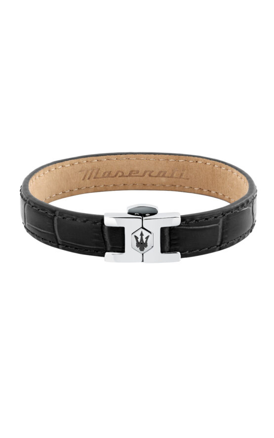 MASERATI LEATHER JM226AVE41 Βραχιόλι Μαύρο Δερμάτινο Με Λογότυπο