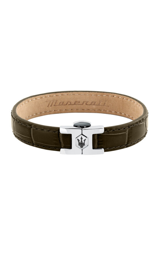 MASERATI LEATHER JM226AVE43 Βραχιόλι Καφέ Δερμάτινο Με Λογότυπο