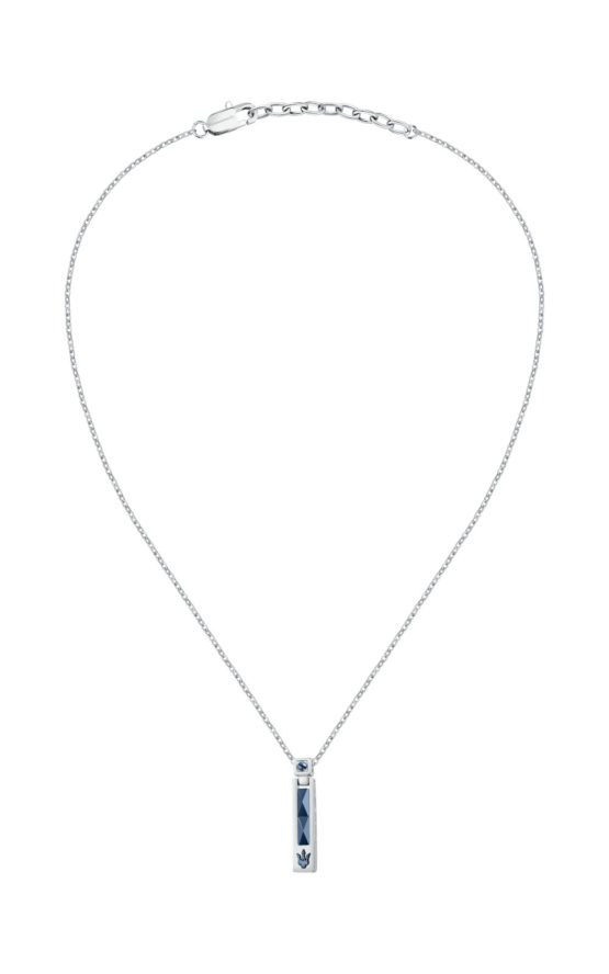 MASERATI NECKLACE JM423ATZ26 Ανδρικό Κολιέ Δίχρωμο Με Λογότυπο Και Πέτρα_1
