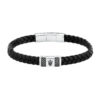 MASERATI RECYCLED LEATHER JM424AVE25 Ανδρικό Βραχιόλι Μαύρο Από Ανακυκλωμένο Δέρμα Με Τρίαινα