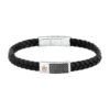 MASERATI RECYCLED LEATHER JM424AVE26 Ανδρικό Βραχιόλι Μαύρο Από Ανακυκλωμένο Δέρμα Με Τρίαινα