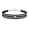 MASERATI RECYCLED LEATHER JM525AVE32 Βραχιόλι Μαύρο Δερμάτινο Τριπλό